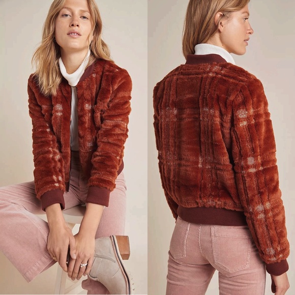Anthropologie Plaid Teddy Bomber Jacket - Picture 11 of 11
